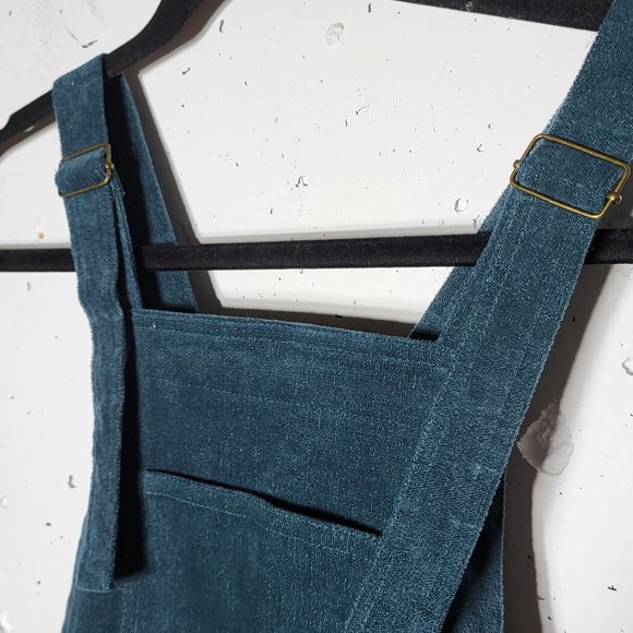 Love Riche Women's Blue Velvet Pinafore Overall Dress Small Adjustable Straps - Picture 3 of 11